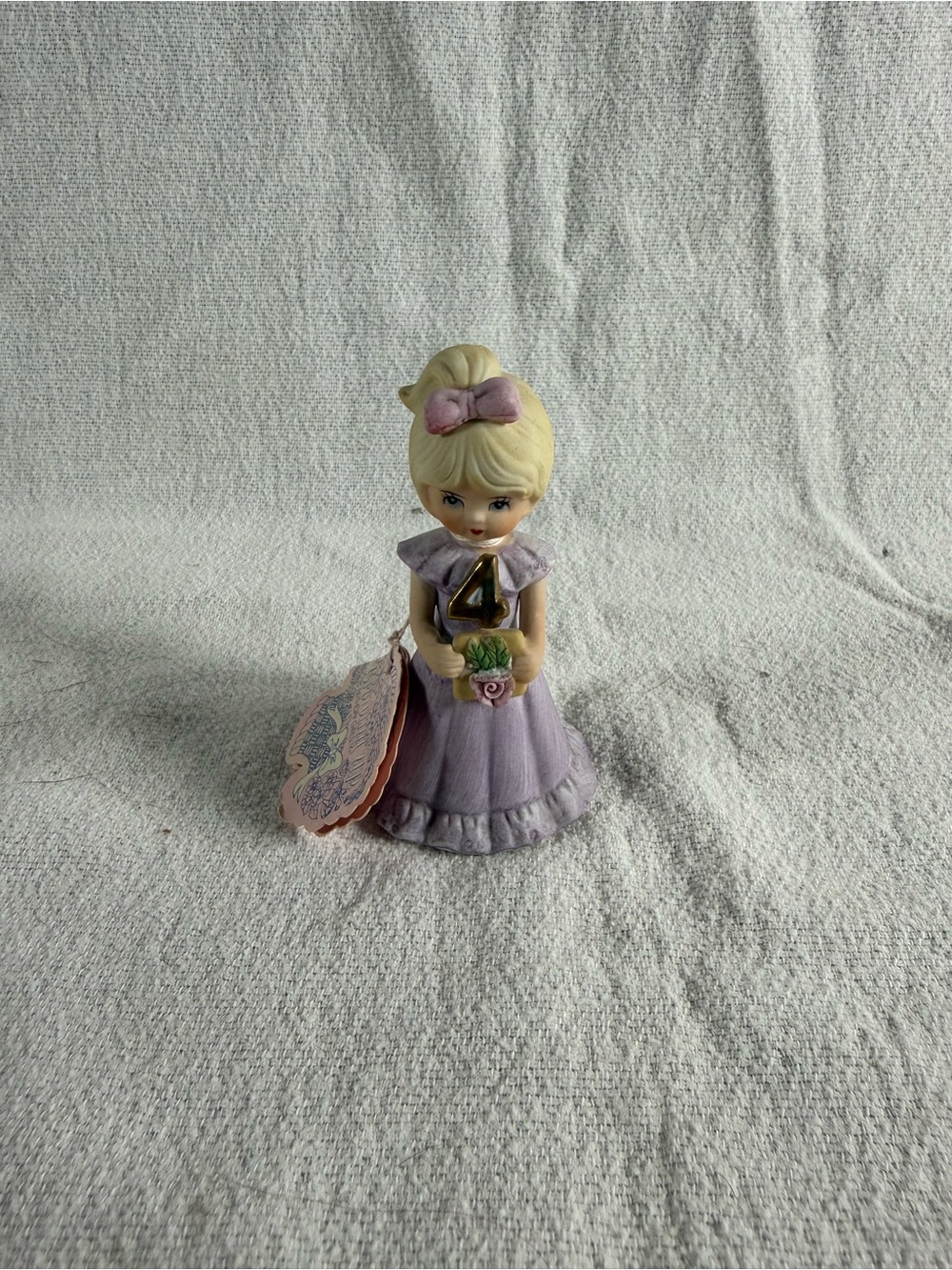Vintage Enesco Growing Up Birthday Girls 4 Year Old Porcelain Figurine